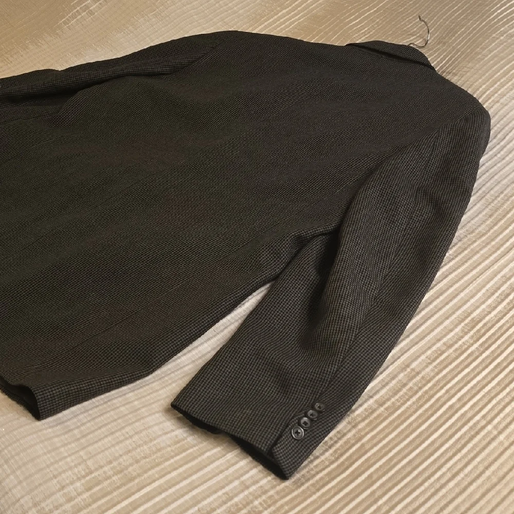 Oscar de la Renta Wool  Gray and Black Textured Blazer